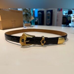 Judith Jack vintage black reptile-embossed leather belt